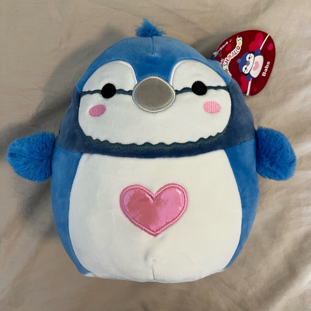 NWT Squishmallow Babs the Bluejay pink heart Valentine bluebird blue jay